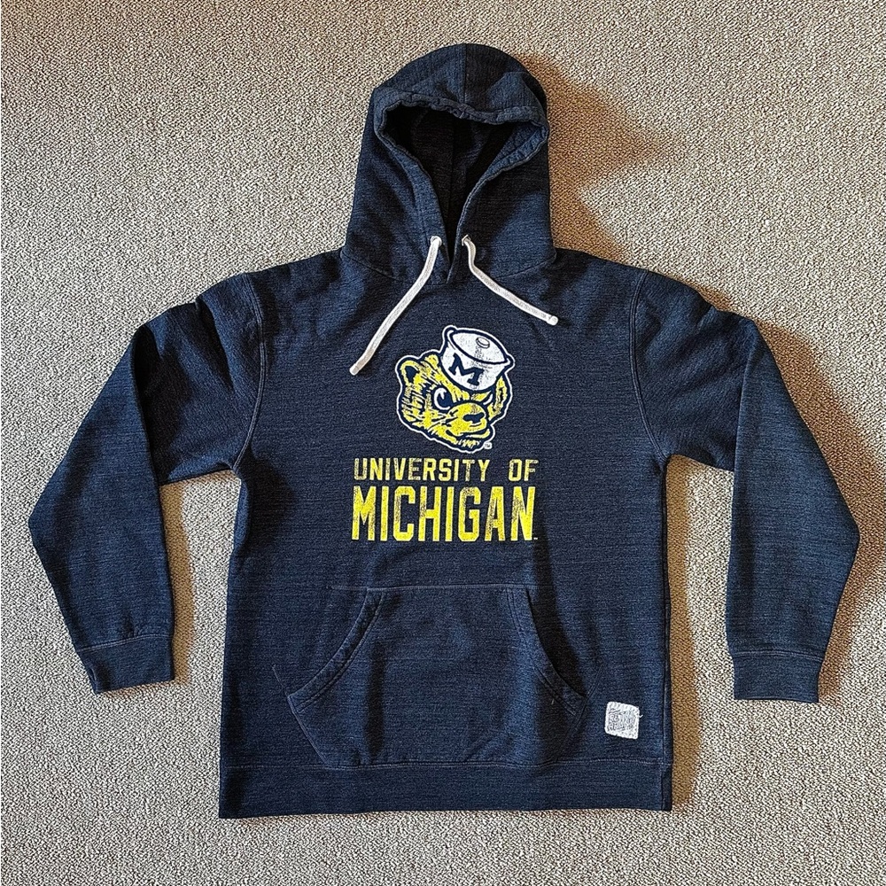 New w/o tags University of Michigan Wolverines Retro Brand blue hoodie sz L